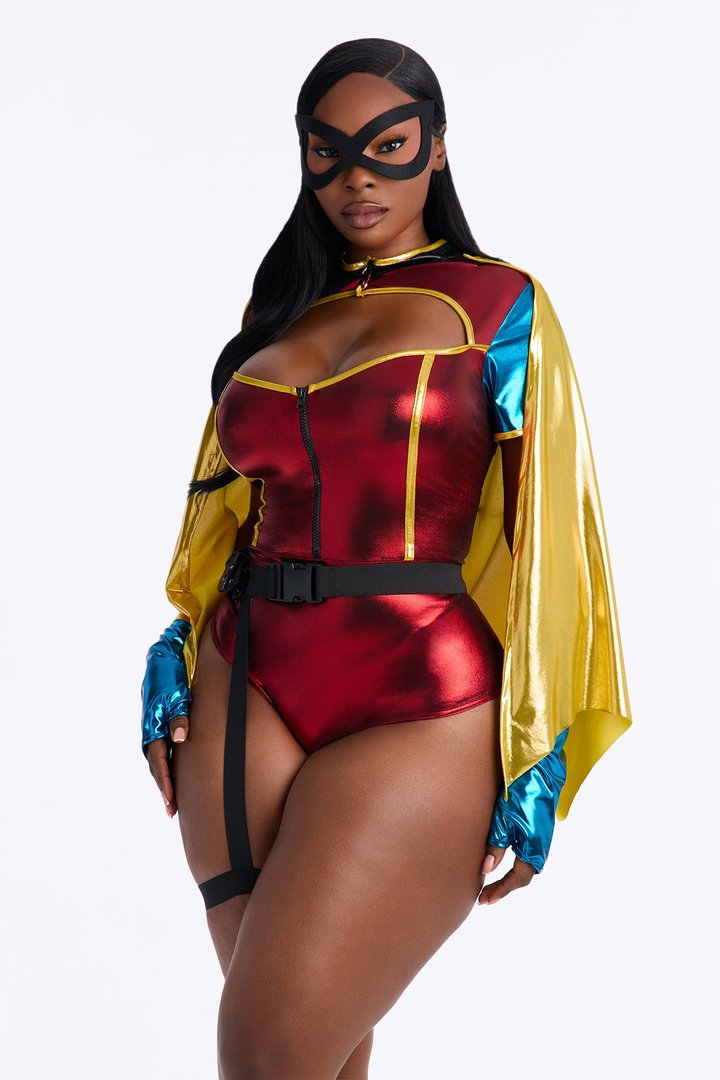 Sexy Sidekick 5 Piece Costume Set - Red/combo