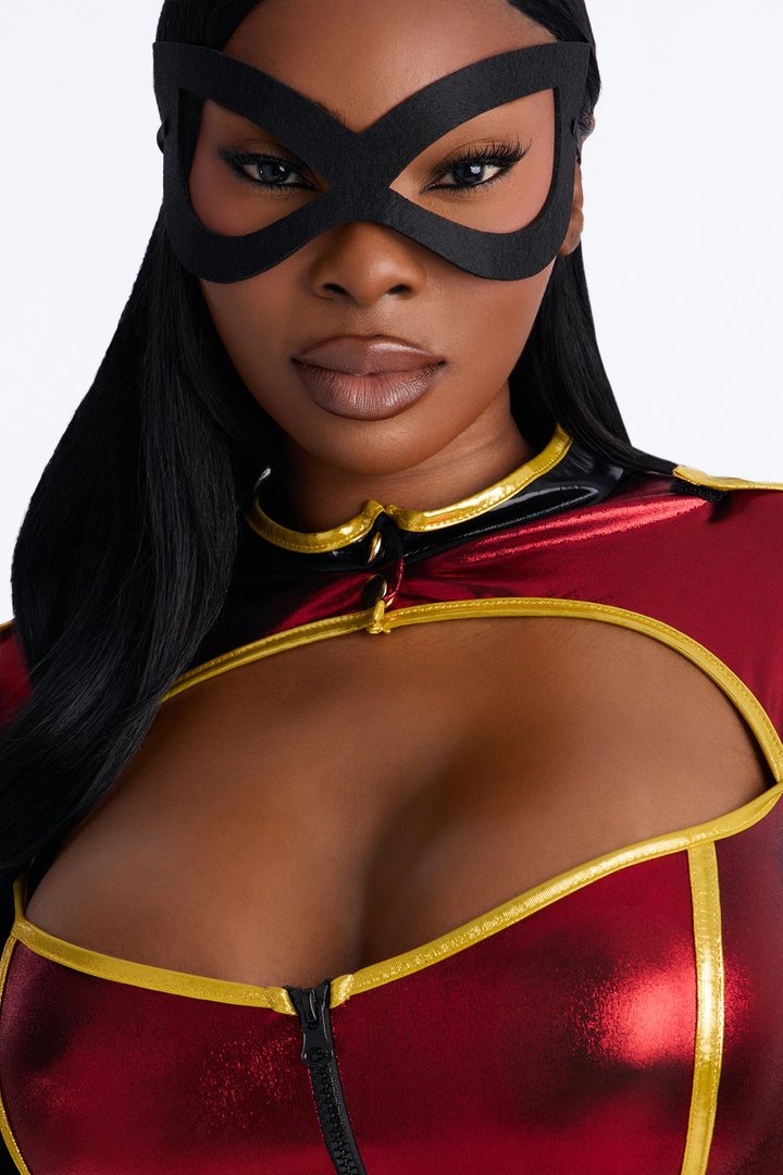 Sexy Sidekick 5 Piece Costume Set - Red/combo