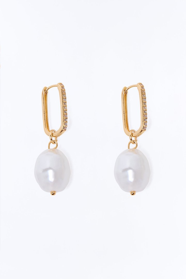 Amelia Pearl Drop Earrings - Gold