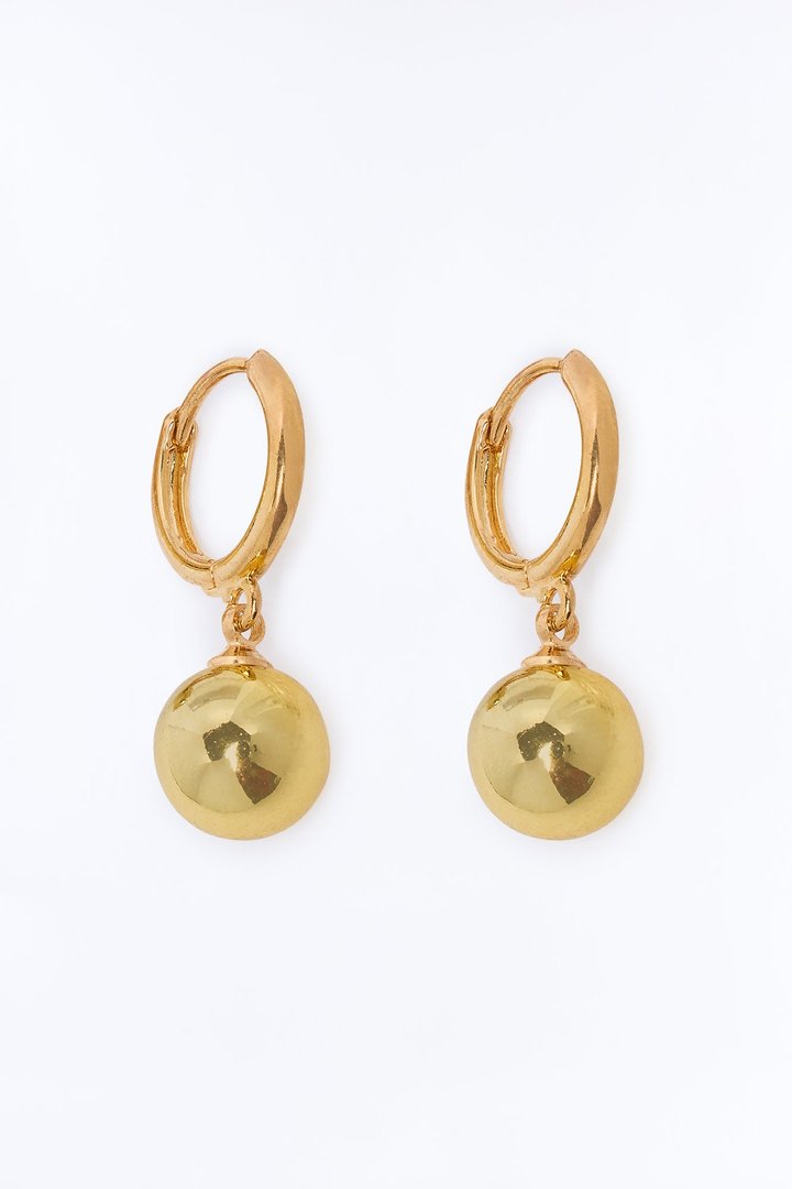 Ball Drop Huggie Hoop Earrings - Gold