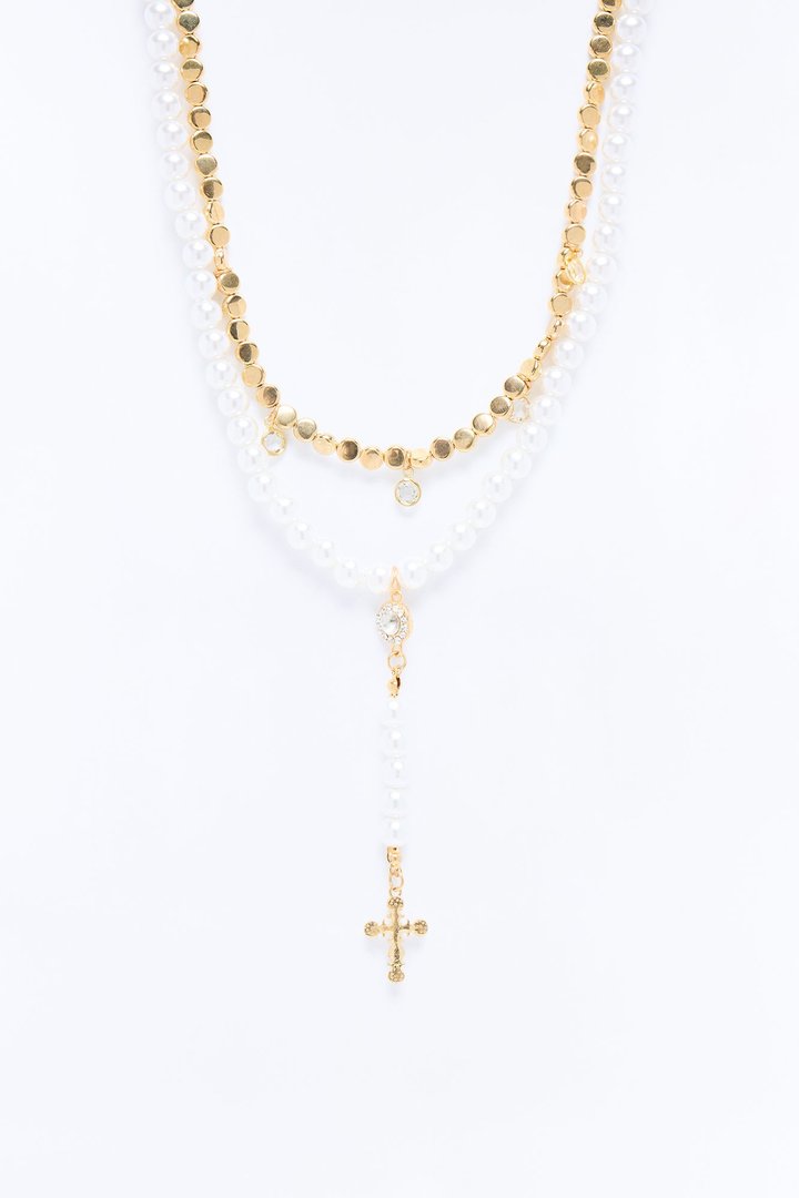 Radiant Devotion Lariat Necklace - White/Gold