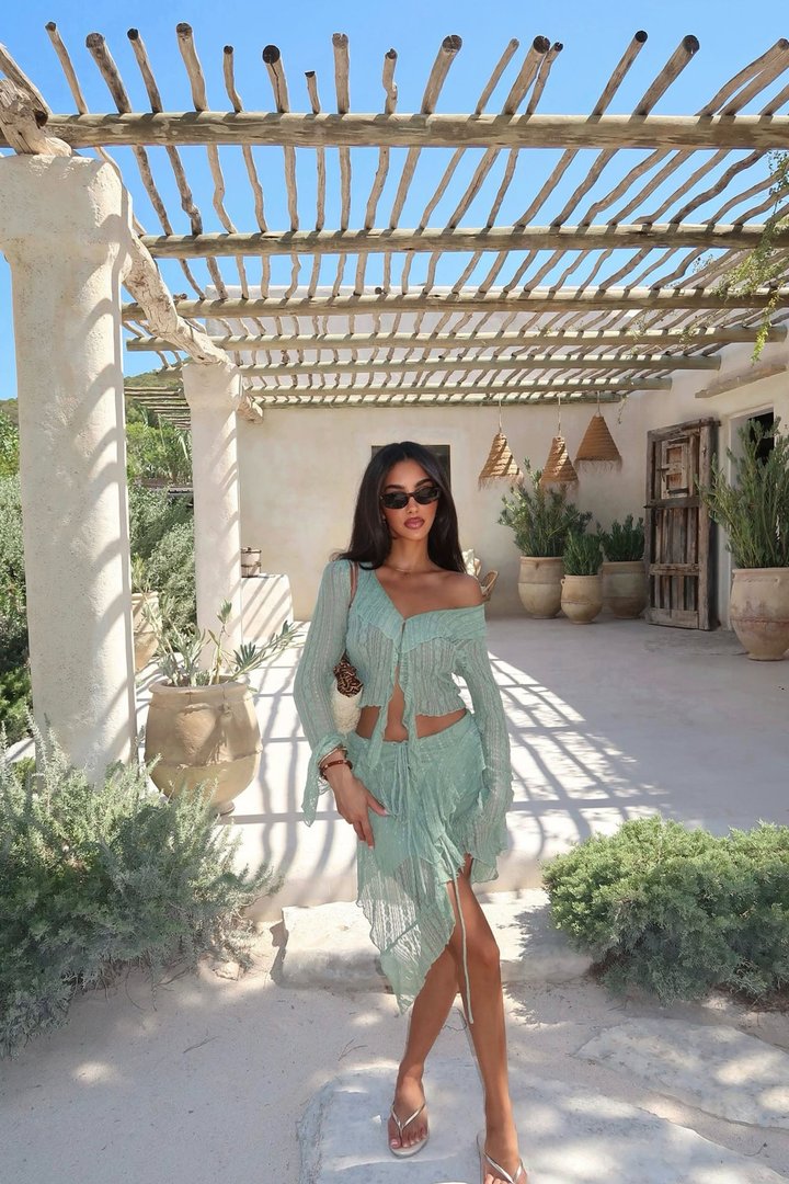 Love Addiction Lace Skirt Set - Sage