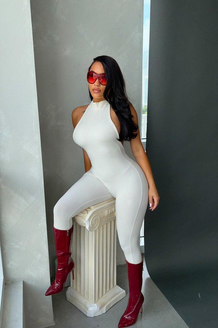 Cassandra Snatched Capri Jumpsuit - Off White