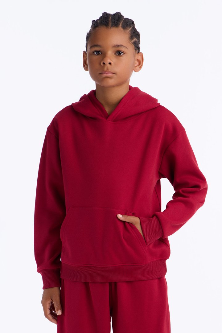 Mini Figure It Out Fleece Jogger Pant Set - Burgundy