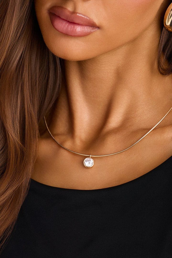 Lumi Rhinestone Necklace - Gold