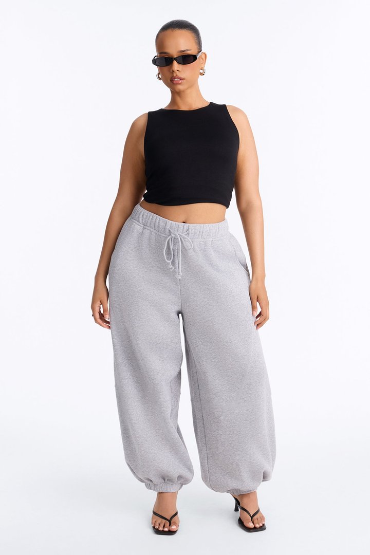 Sabrina Fleece Barrel Sweatpants - Heather Grey