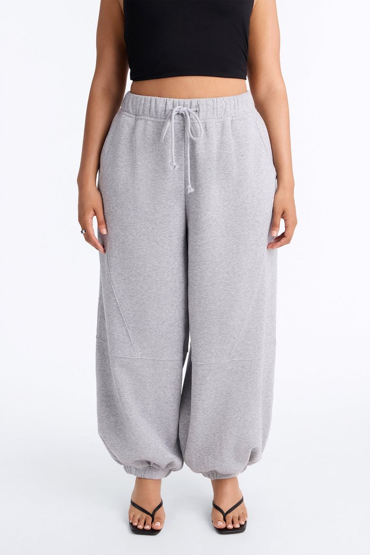 Sabrina Fleece Barrel Sweatpants - Heather Grey