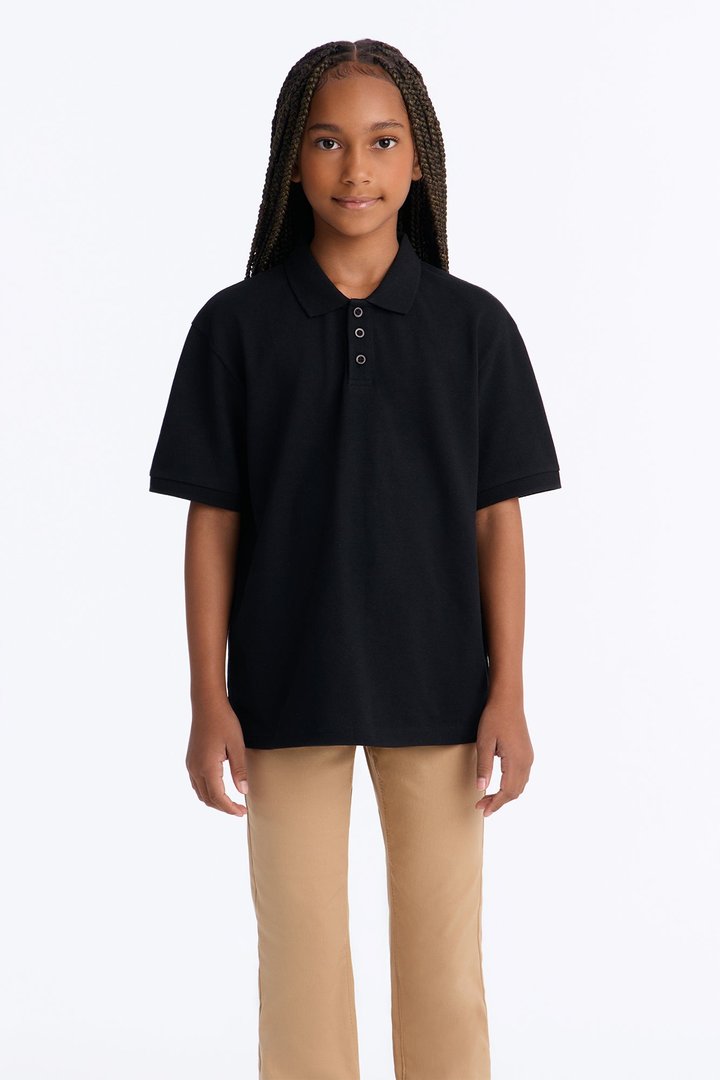 Mini Uniform Pique Polo - Black