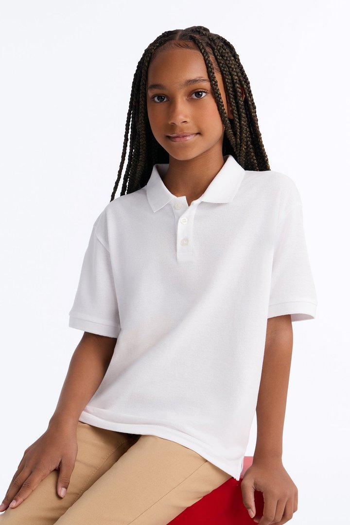 Mini Uniform Pique Polo - White
