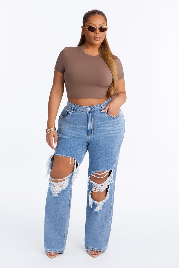 Sassy Straight Leg Jeans - Light Blue Wash