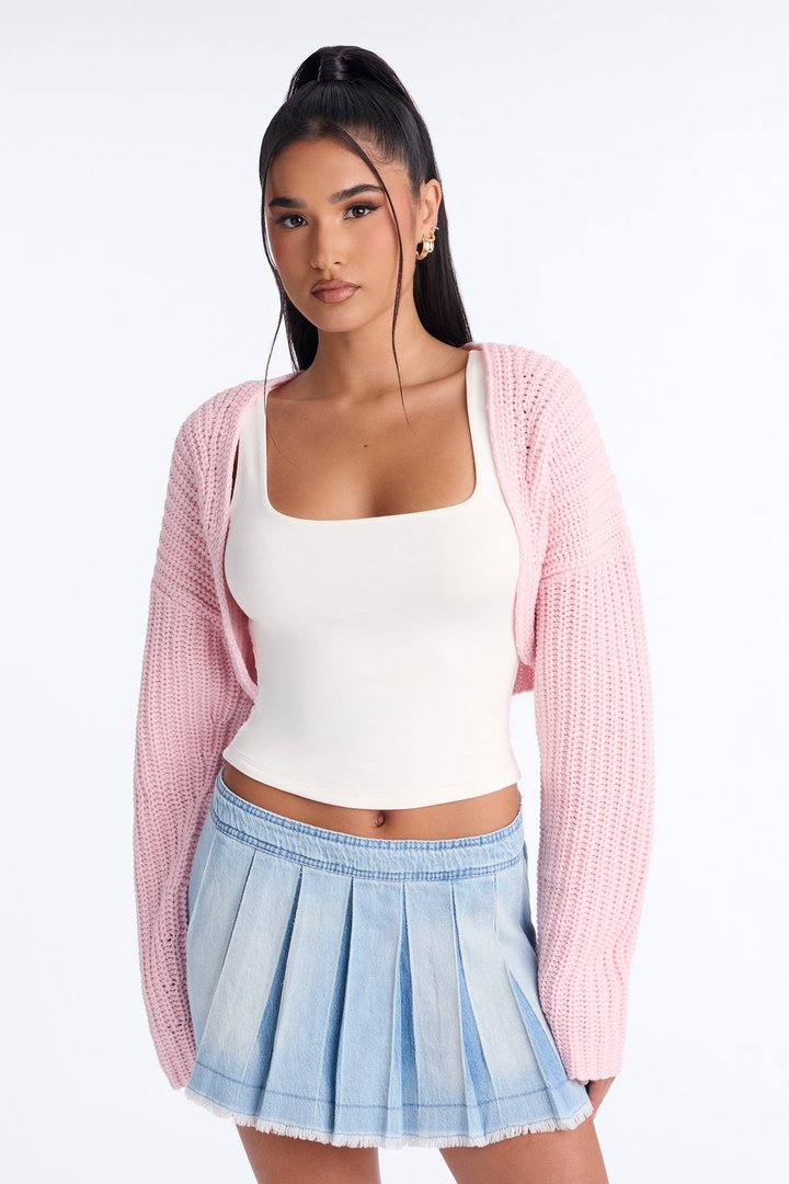 Cool Girl Mood Bolero Sweater - Light Pink
