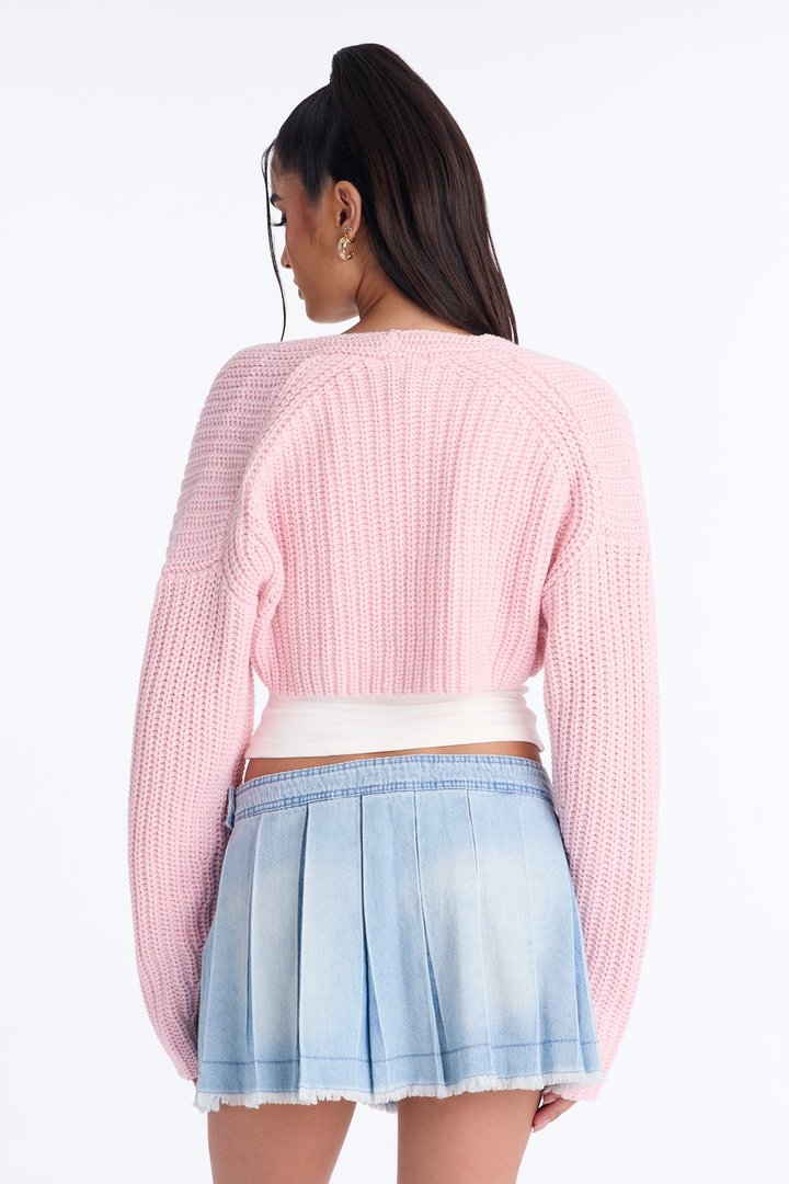 Cool Girl Mood Bolero Sweater - Light Pink