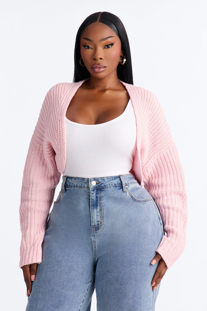 Cool Girl Mood Bolero Sweater - Light Pink
