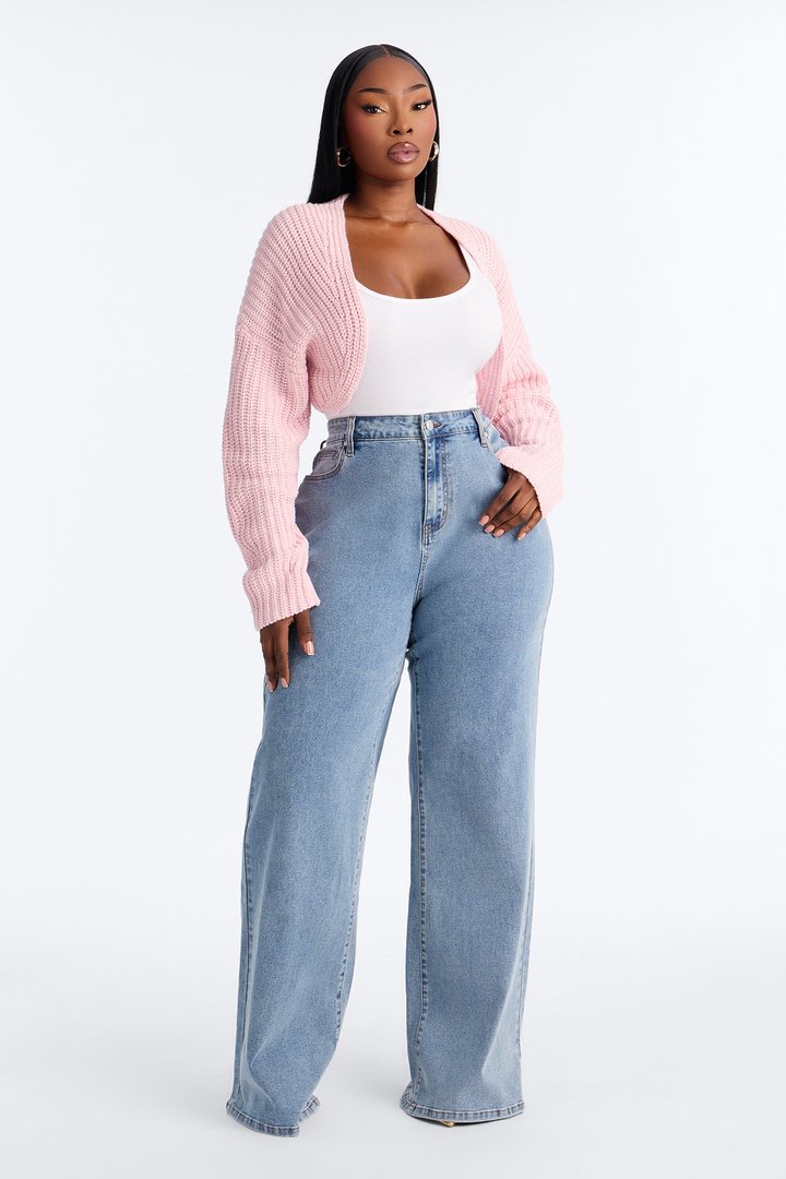 Cool Girl Mood Bolero Sweater - Light Pink