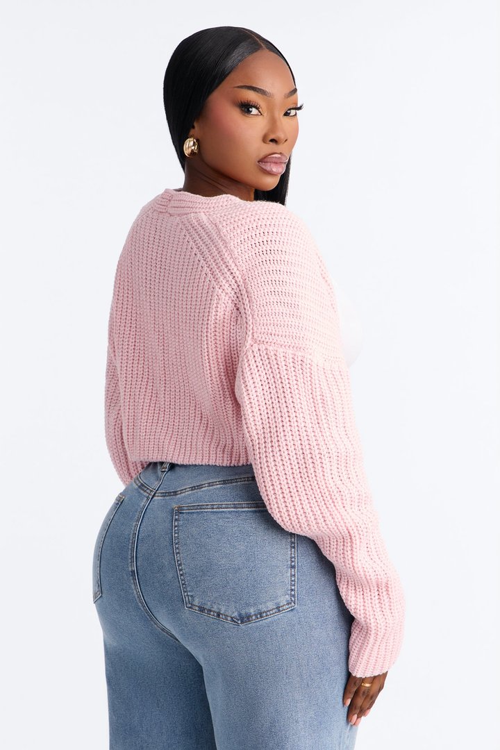 Cool Girl Mood Bolero Sweater - Light Pink