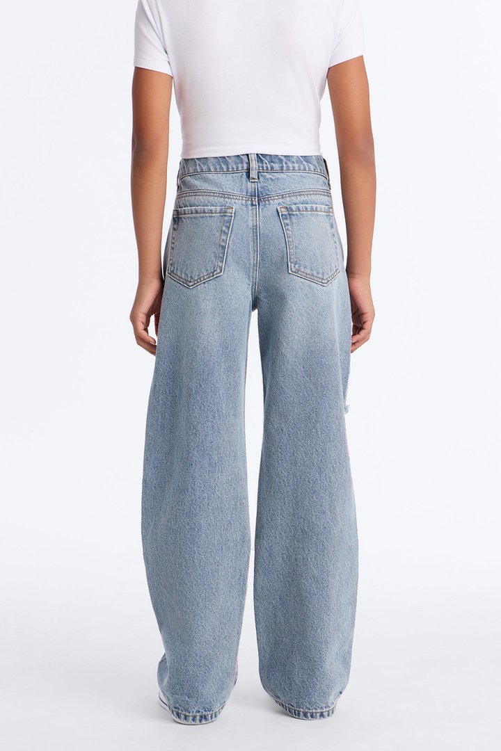 Mini Seeking Thrills Shredded Straight Leg Jeans - Medium Wash