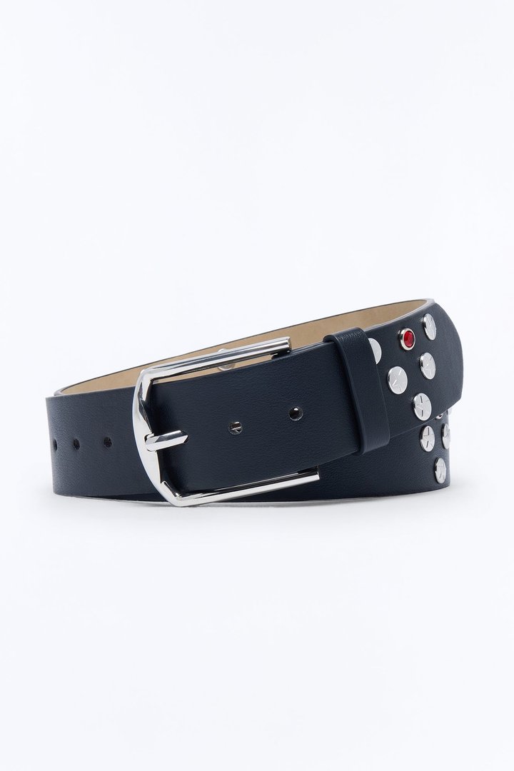 Rockstar Faux Leather Studded Belt - Silver/Black