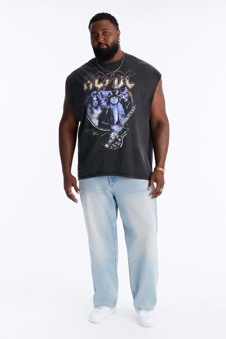 ACDC Vintage Oversized Muscle Tee - Black