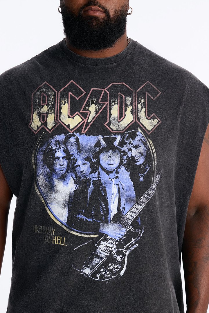 ACDC Vintage Oversized Muscle Tee - Black