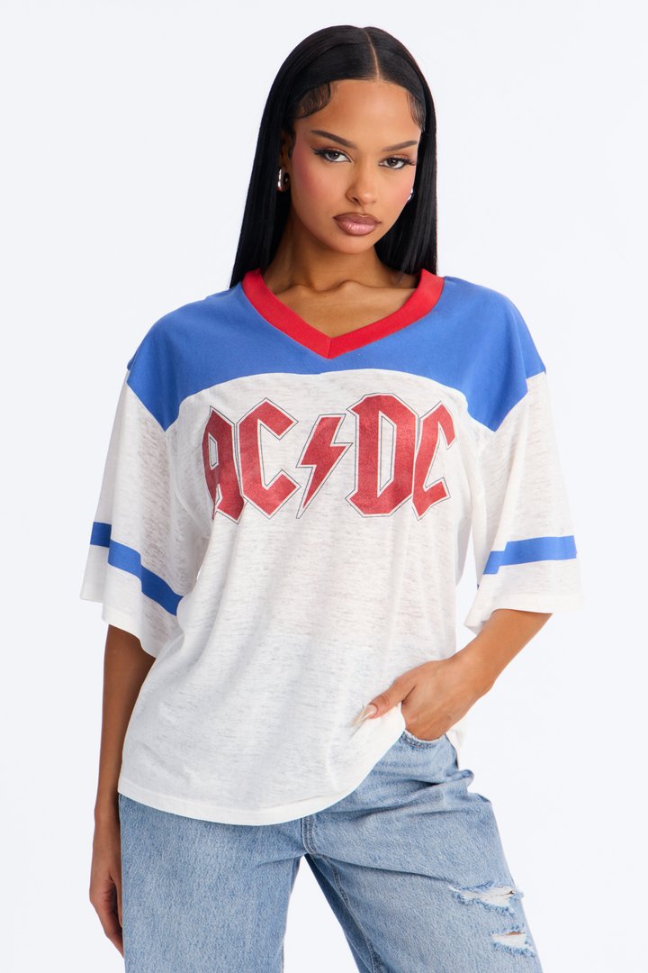 ACDC Burnout V-Neck Jersey - White