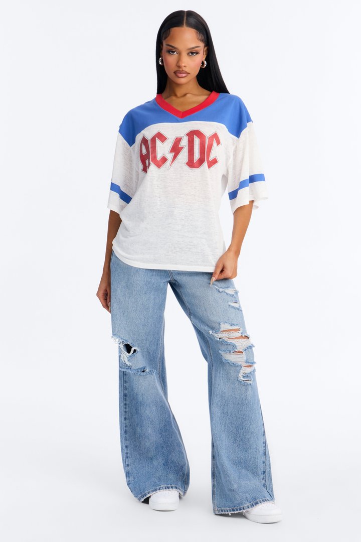 ACDC Burnout V-Neck Jersey - White