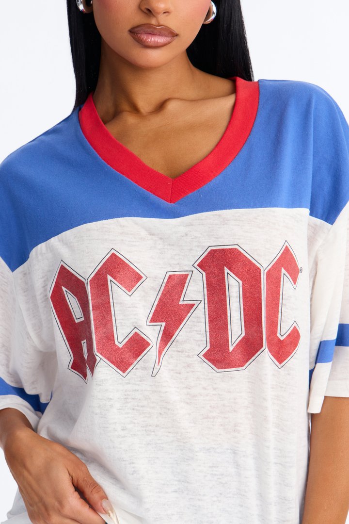 ACDC Burnout V-Neck Jersey - White
