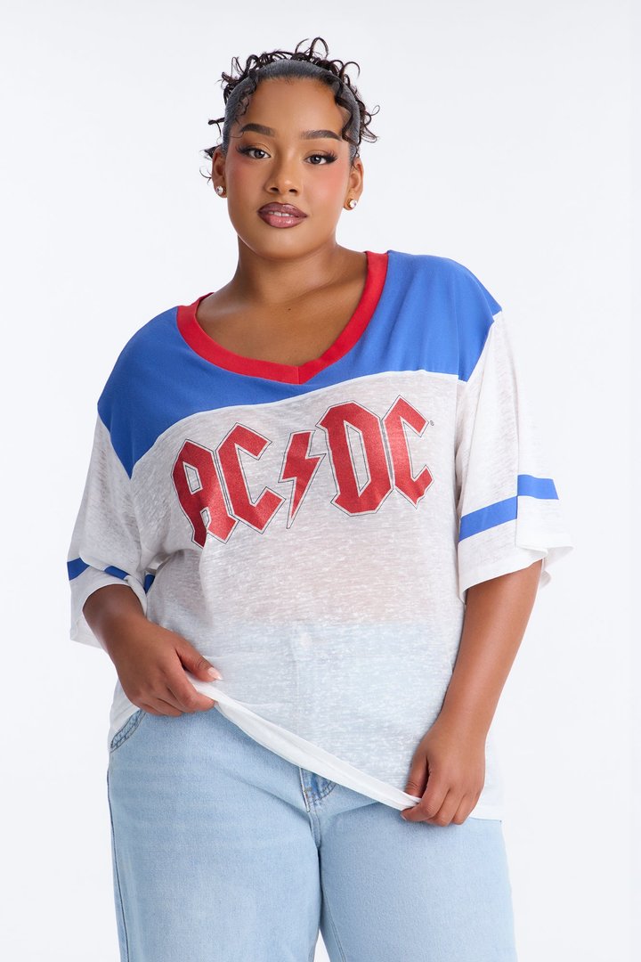 ACDC Burnout V-Neck Jersey - White