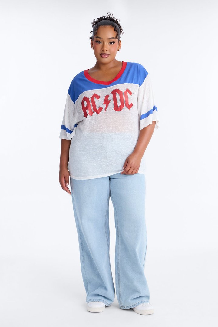 ACDC Burnout V-Neck Jersey - White
