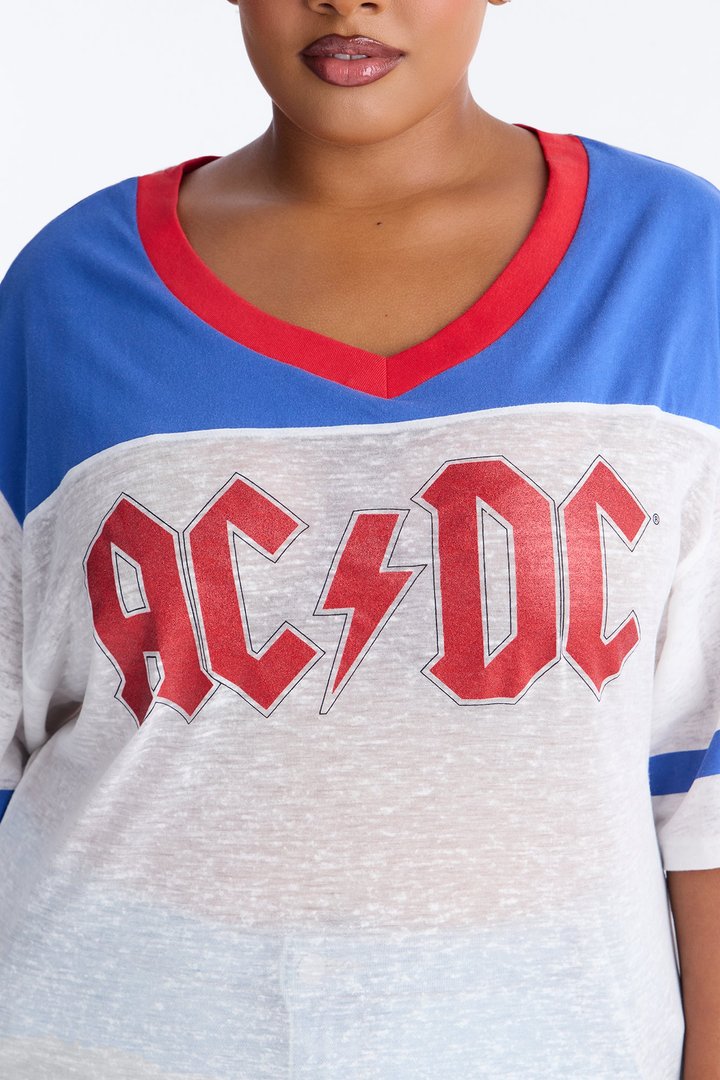 ACDC Burnout V-Neck Jersey - White