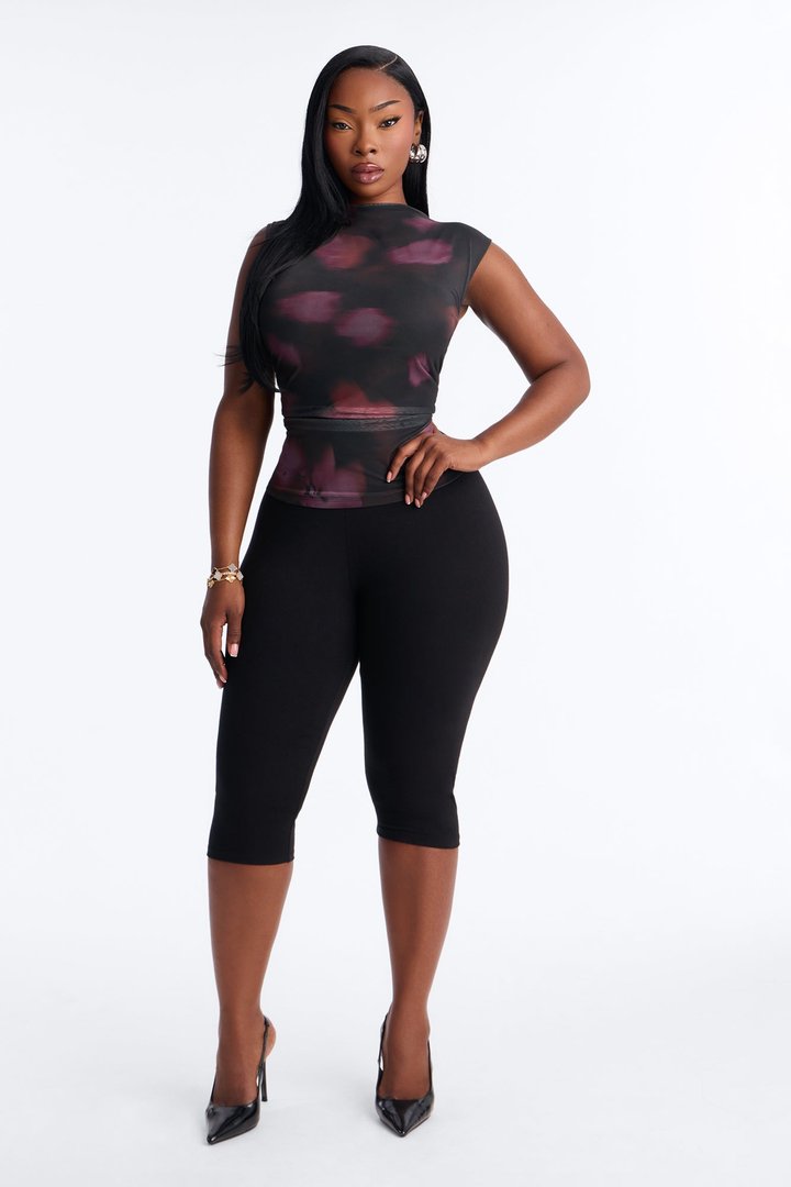 Holly Abstract Ruched Sleeveless Top - Black/combo