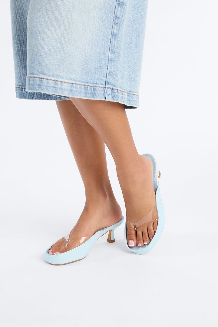 I'll Allow Thong Kitten Heels - SkyBlue
