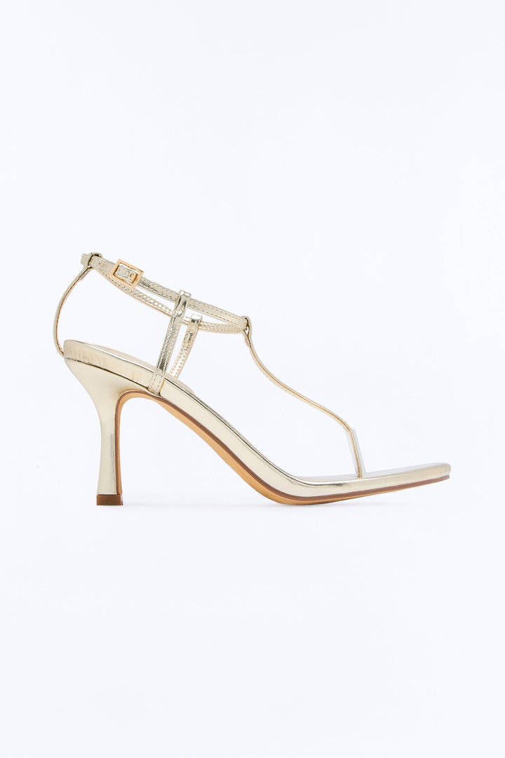 Always Centered Ankle Strap Heels - Gold