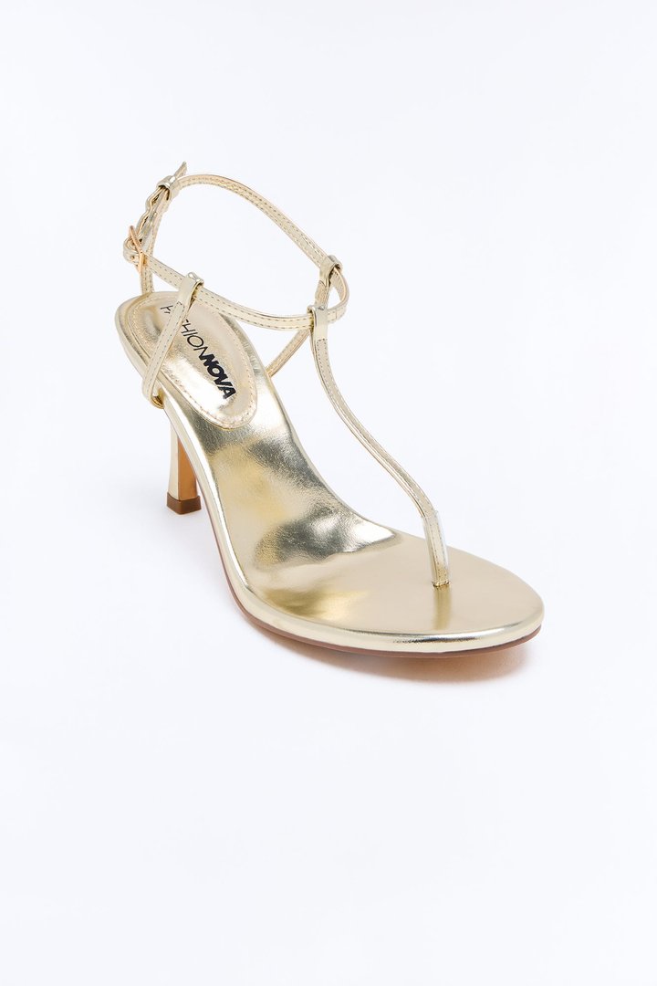 Always Centered Ankle Strap Heels - Gold