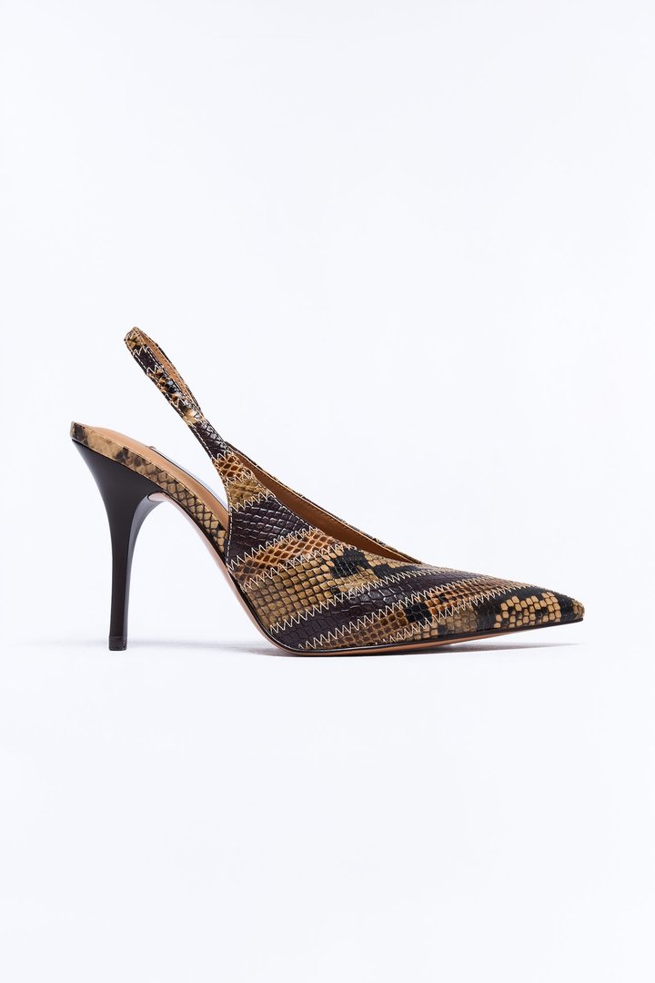 Steve Madden Andromeda Snake Slingback Pumps - Brown/combo
