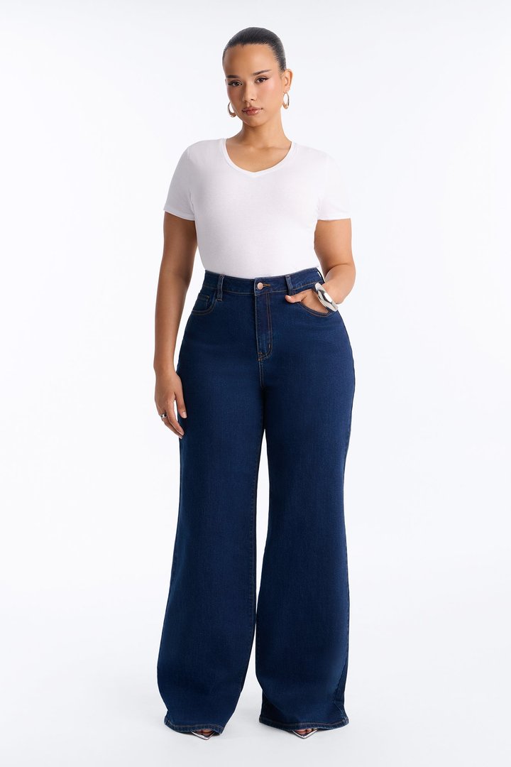 Tall Chasing Thrills Stretch Wide Leg Jeans - Dark Wash