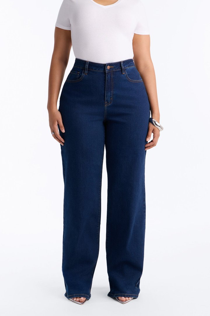 Tall Chasing Thrills Stretch Wide Leg Jeans - Dark Wash