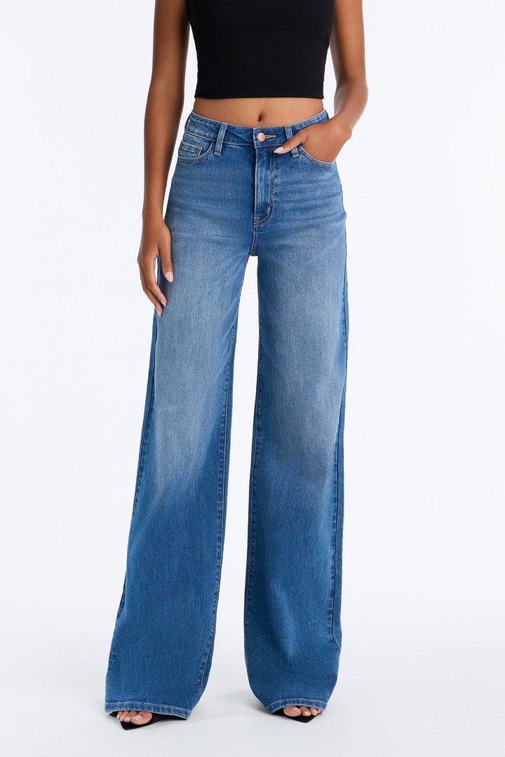 Tall Chasing Thrills Stretch Wide Leg Jeans - Medium Wash