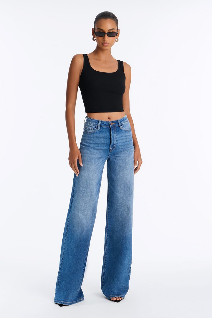 Tall Chasing Thrills Stretch Wide Leg Jeans - Medium Wash