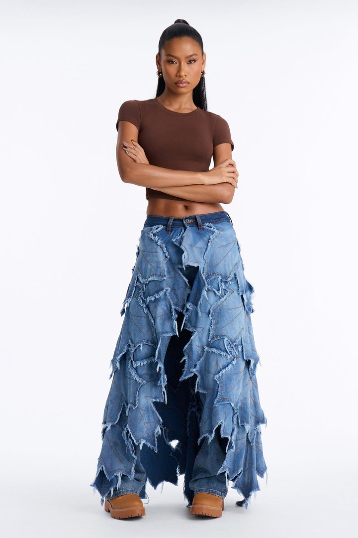 La Promenade Straight Leg Overlay Jeans - Medium Wash