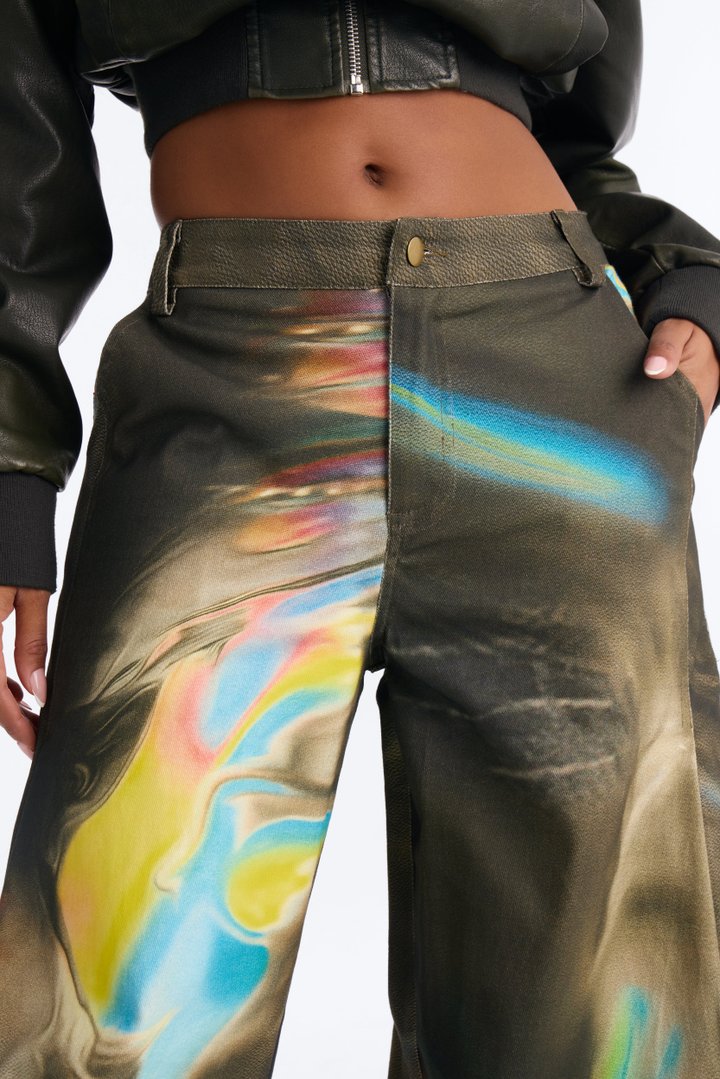 Can't Handle Me Mid Rise Utility Pant - Olive/combo