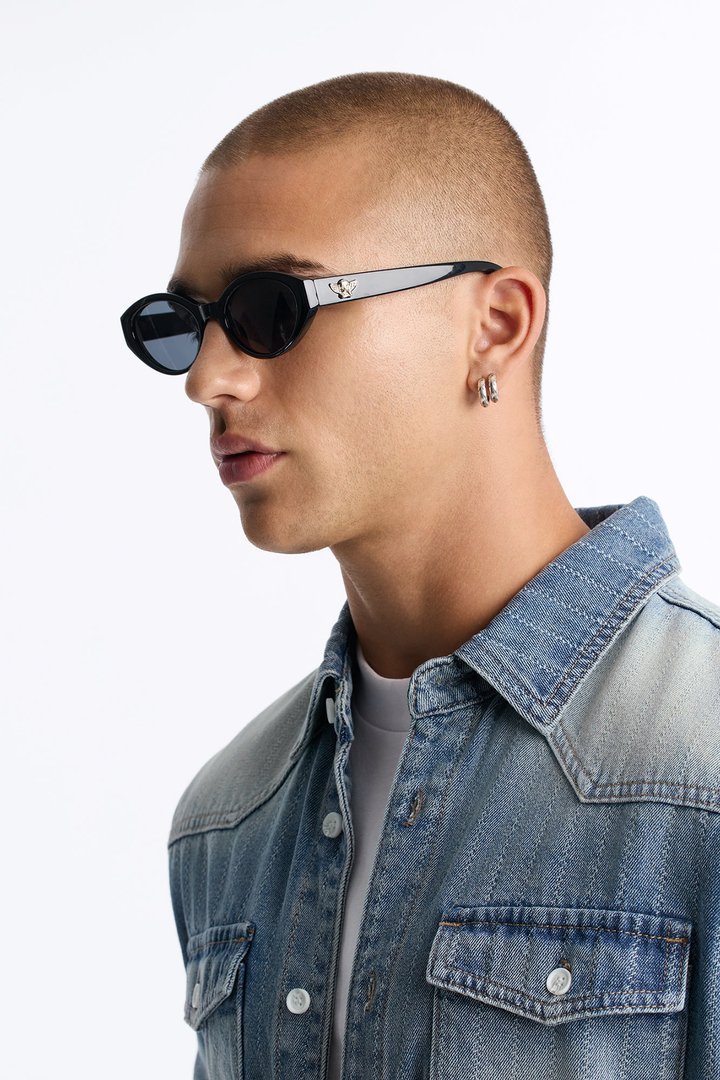 Sightseeing Angels Circular Frame Sunglasses - Black/Black
