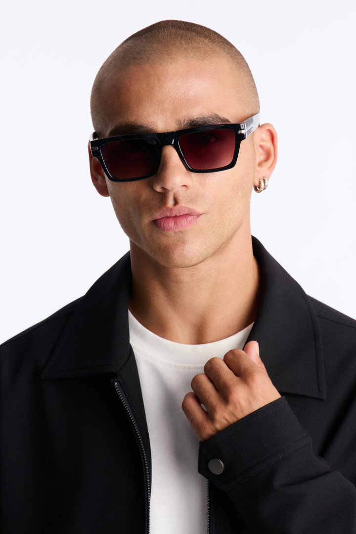 One Man Show Square Frame Sunglasses - Black/Brown