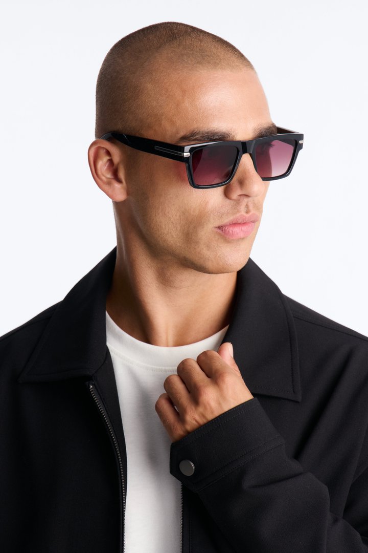 One Man Show Square Frame Sunglasses - Black/Brown