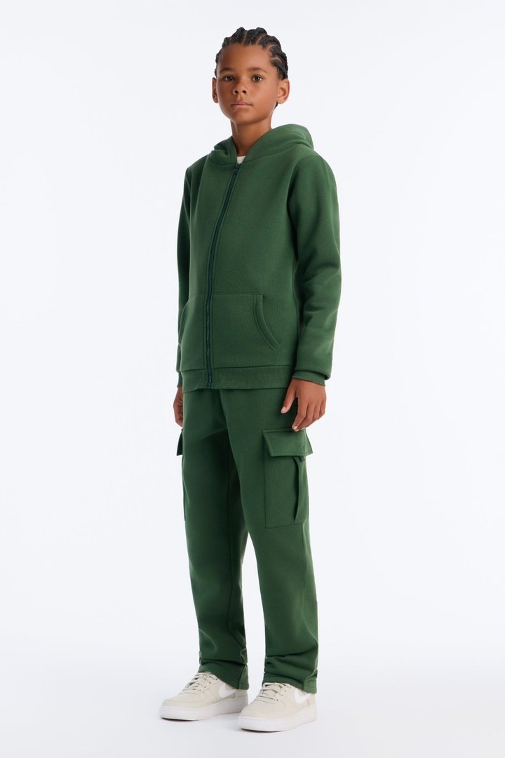 Mini Confidence Is Key Fleece Zip Hoodie - Olive