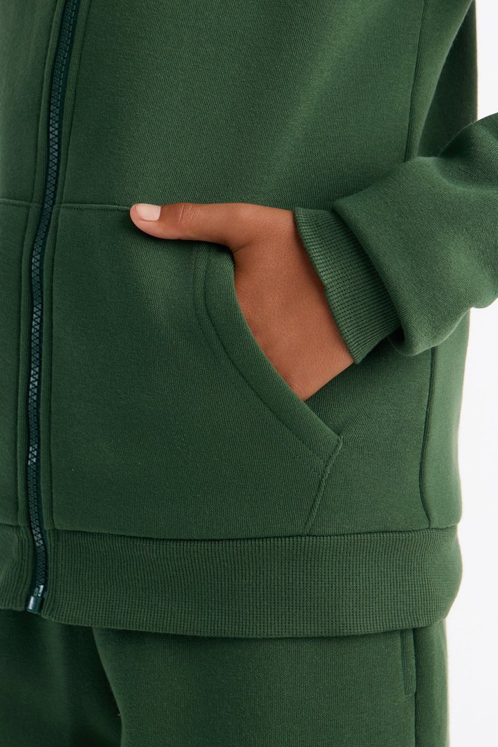 Mini Confidence Is Key Fleece Zip Hoodie - Olive