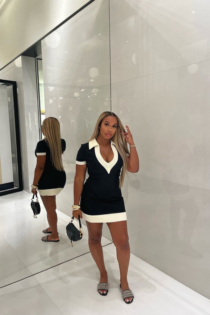 Angelina Bandage Mini Dress - Black/White