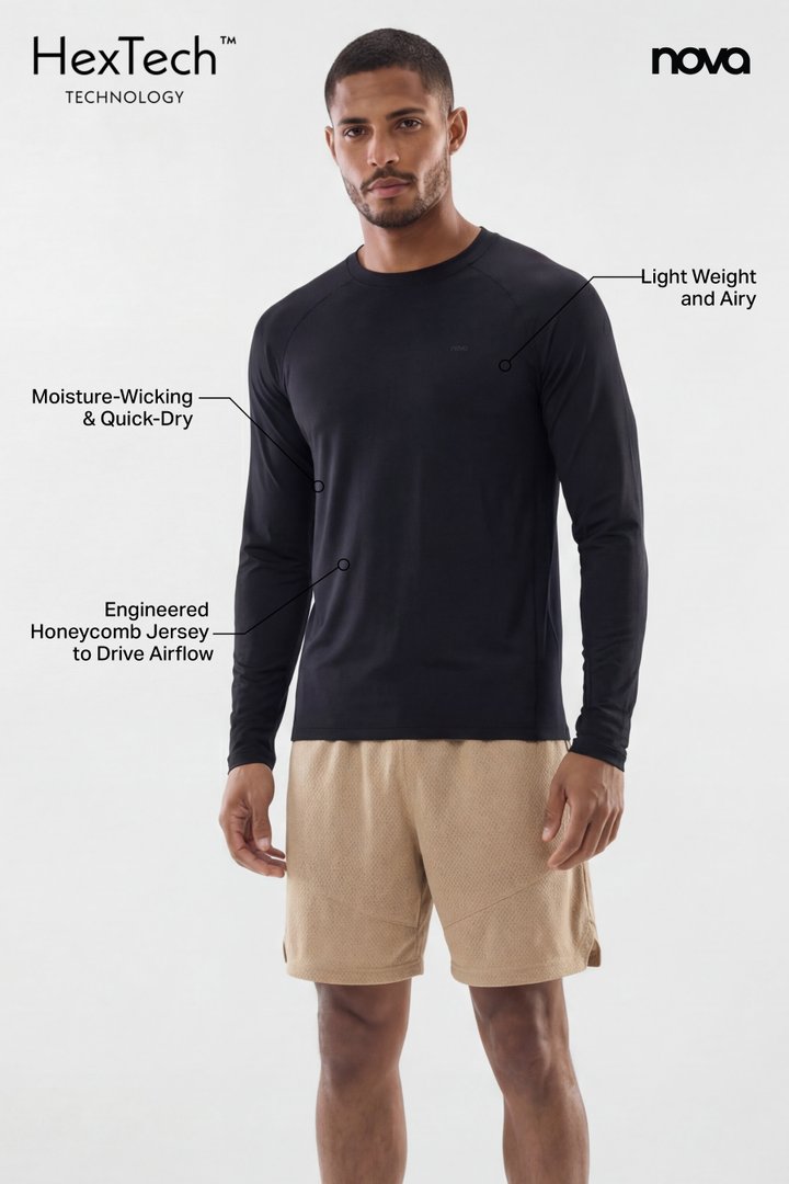 HexTech™ Long Sleeve Active Top - Black