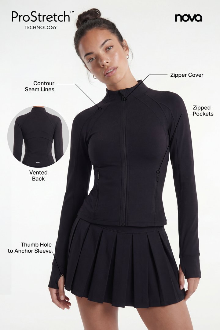 ProStretch™ Front Zip Sports Jacket - Black