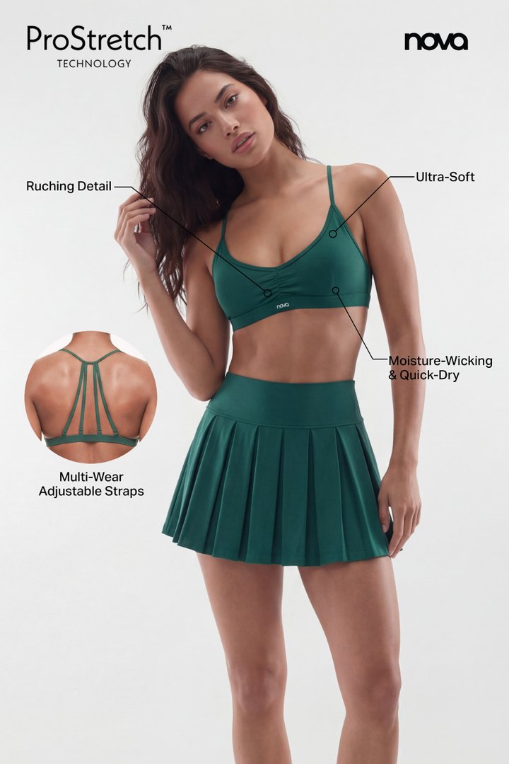 ProStretch™ Adjustable Strap Back Sports Bra - Hunter Green