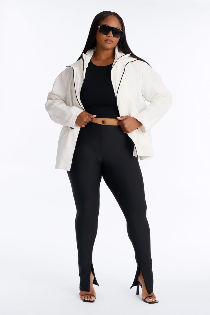 Primavera Split Hem Full Length Tricot Leggings - Black